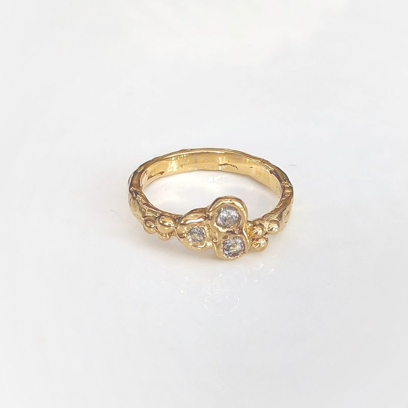 Cubic Zirconia cluster ring in Solid 14k Gold