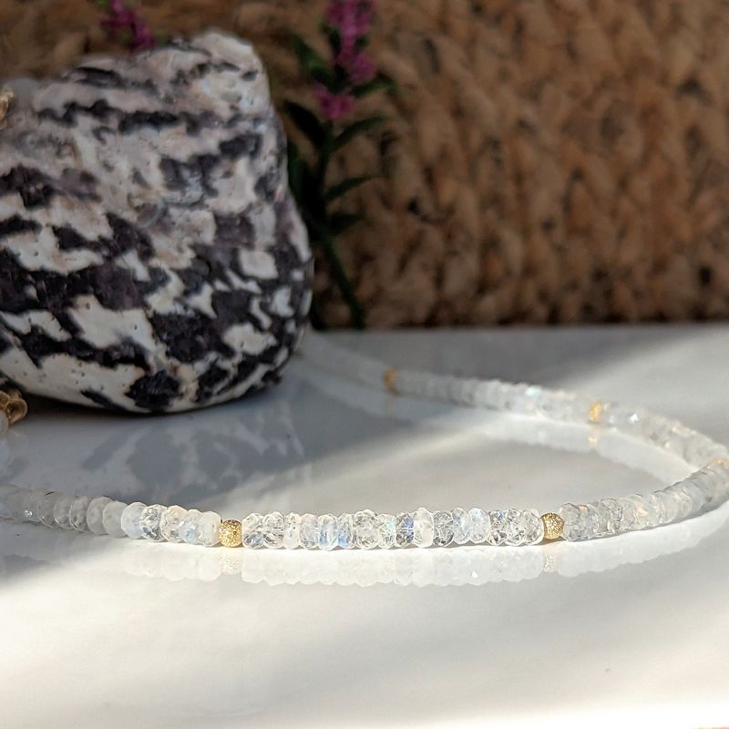 Rainbow Moonstone faceted beaded necklace