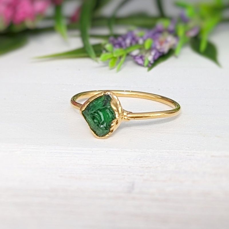 Raw green Garnet ring