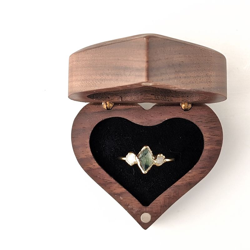 ADD-ON - Heart shape wooden ring gift box