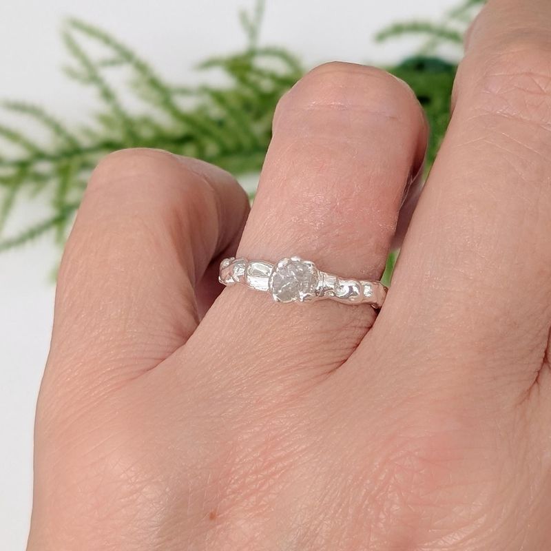 Rough diamond engagement ring