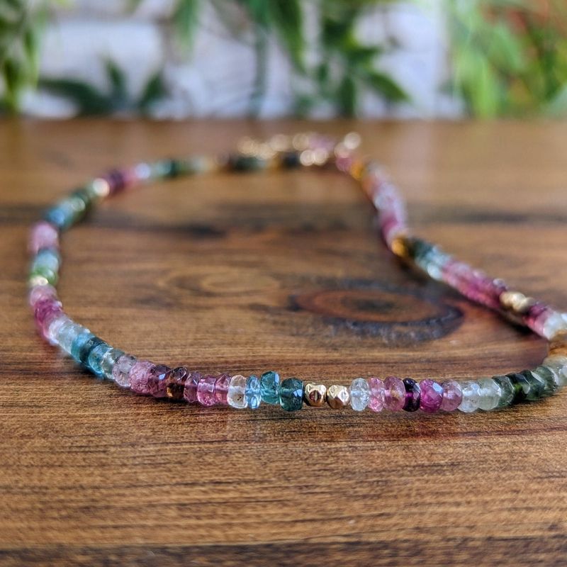 Multi Tourmaline bead necklace