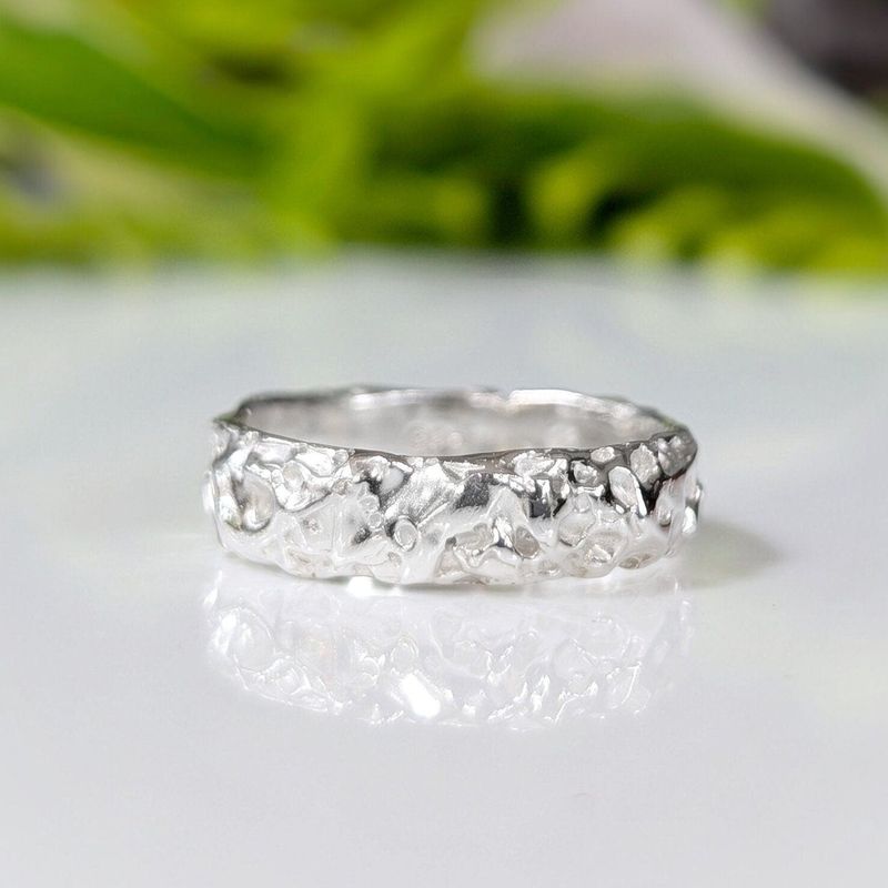 Silver Rustic wedding band for men
