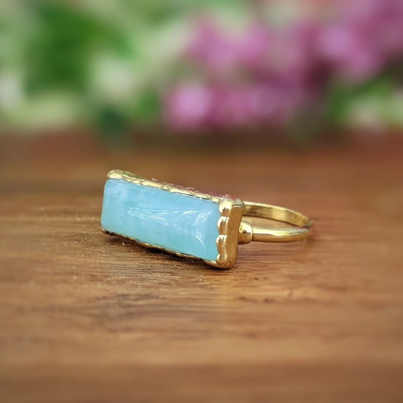 Bague barre Amazonite Or