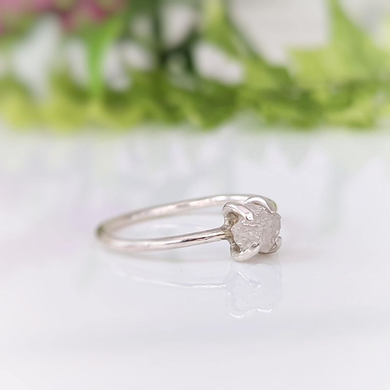 Bague griffe diamant brut argent