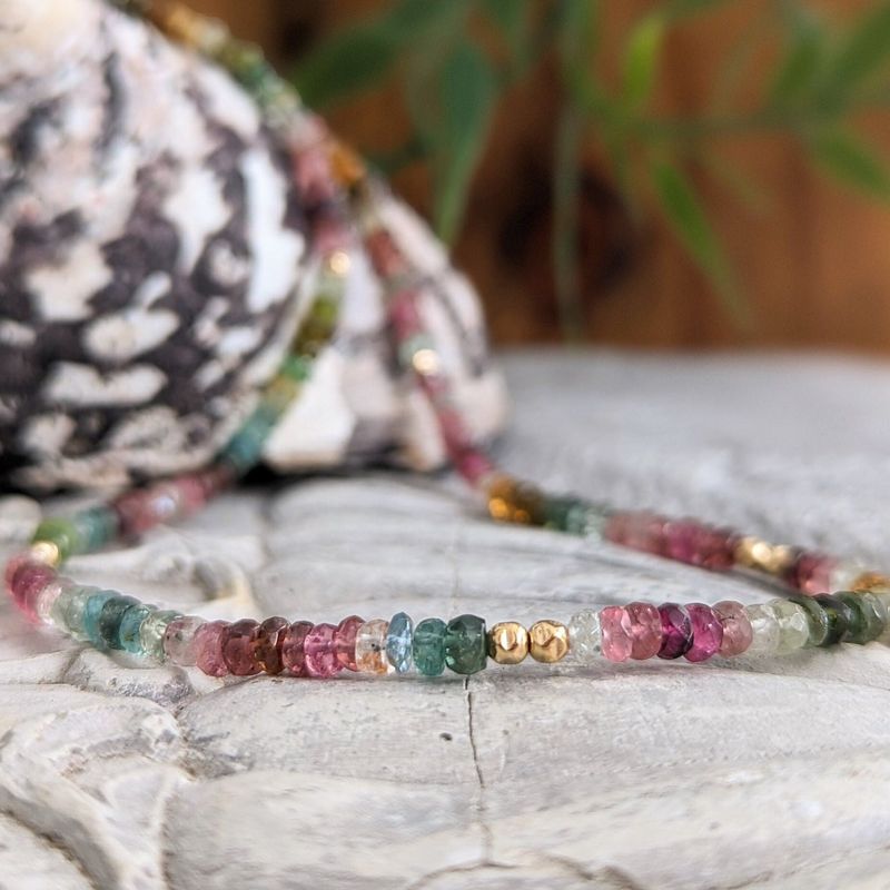 Multi Tourmaline bead necklace