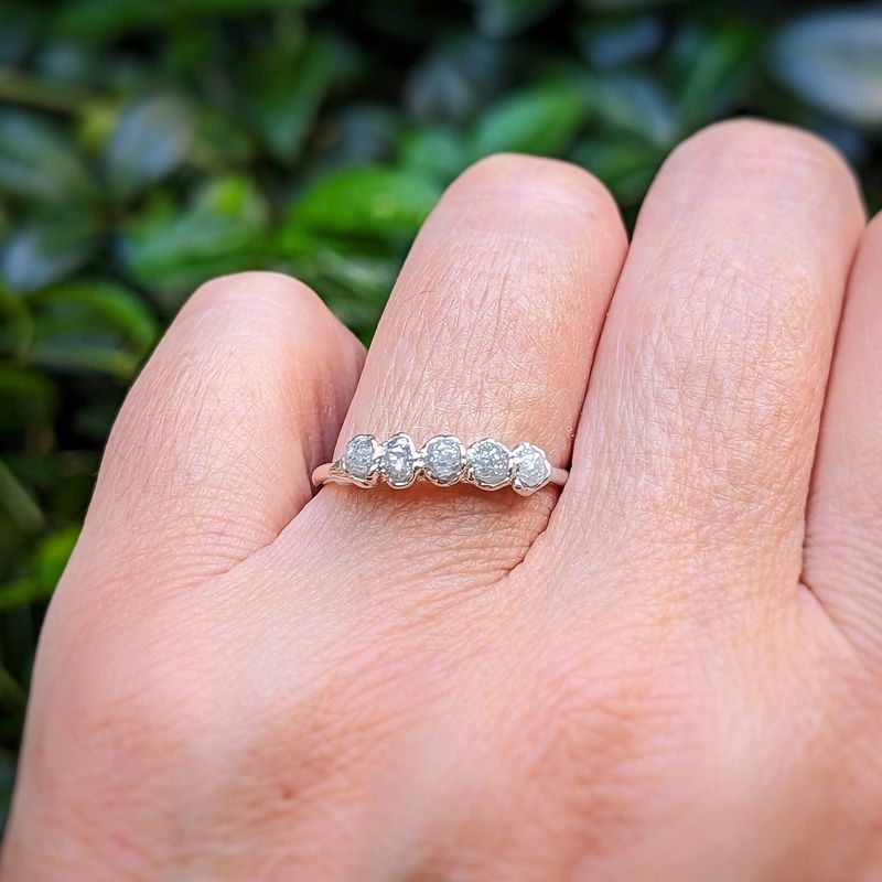 Raw diamond wedding band in Silver