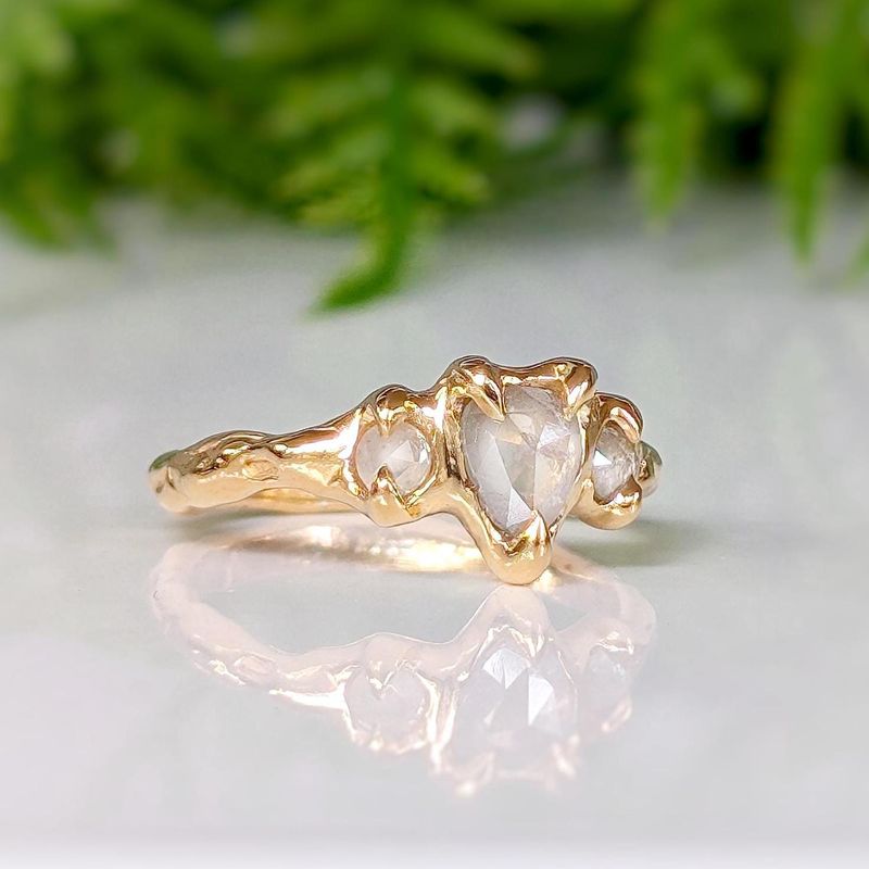 Rustic Sterling Silver diamond engagement ring
