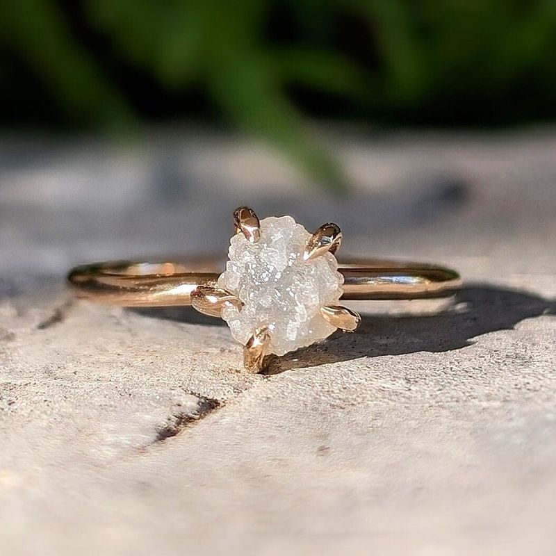 Raw diamond engagement ring