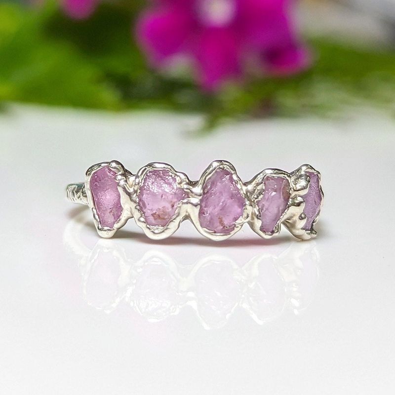 Raw pink Sapphire Eternity ring