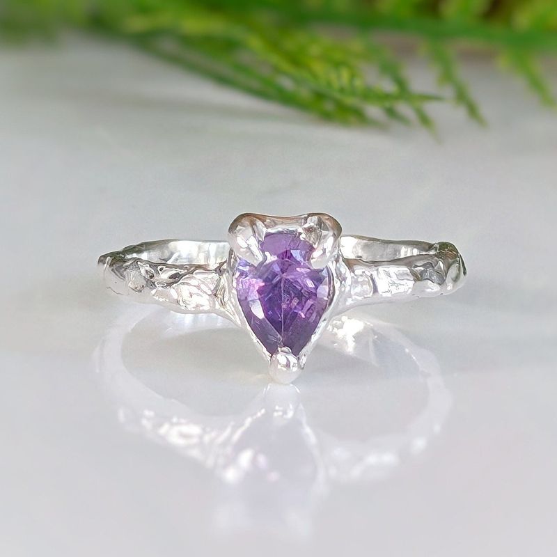 Amethyst engagement ring in Solid Sterling Silver