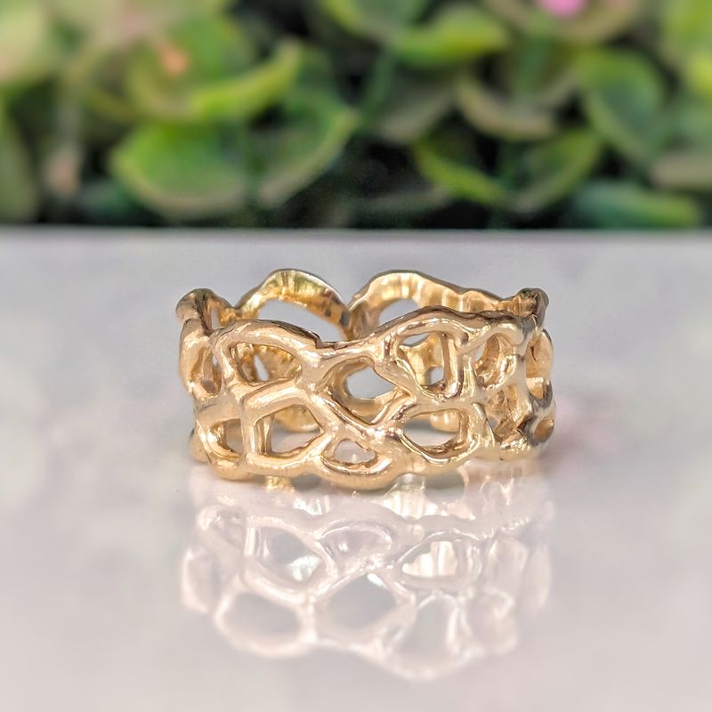 Molten Silver Honeycomb ring