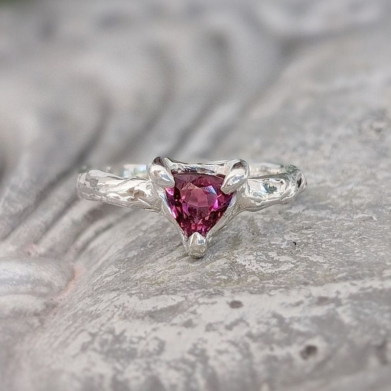 Rubellite Tourmaline engagement ring in Solid 14k  Gold