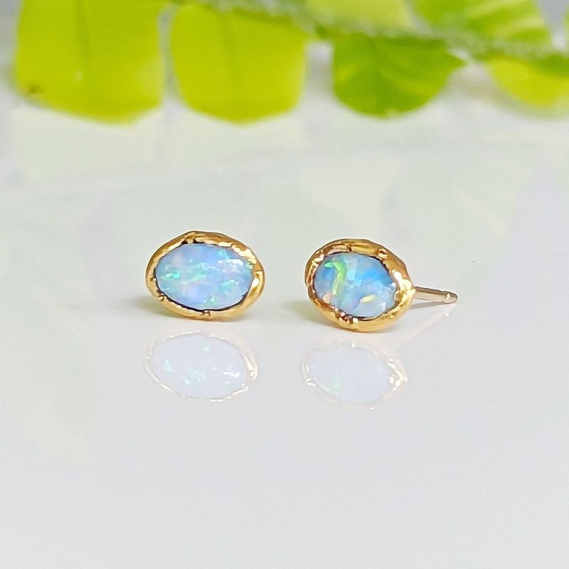 Light Blue Australian Opal stud earrings