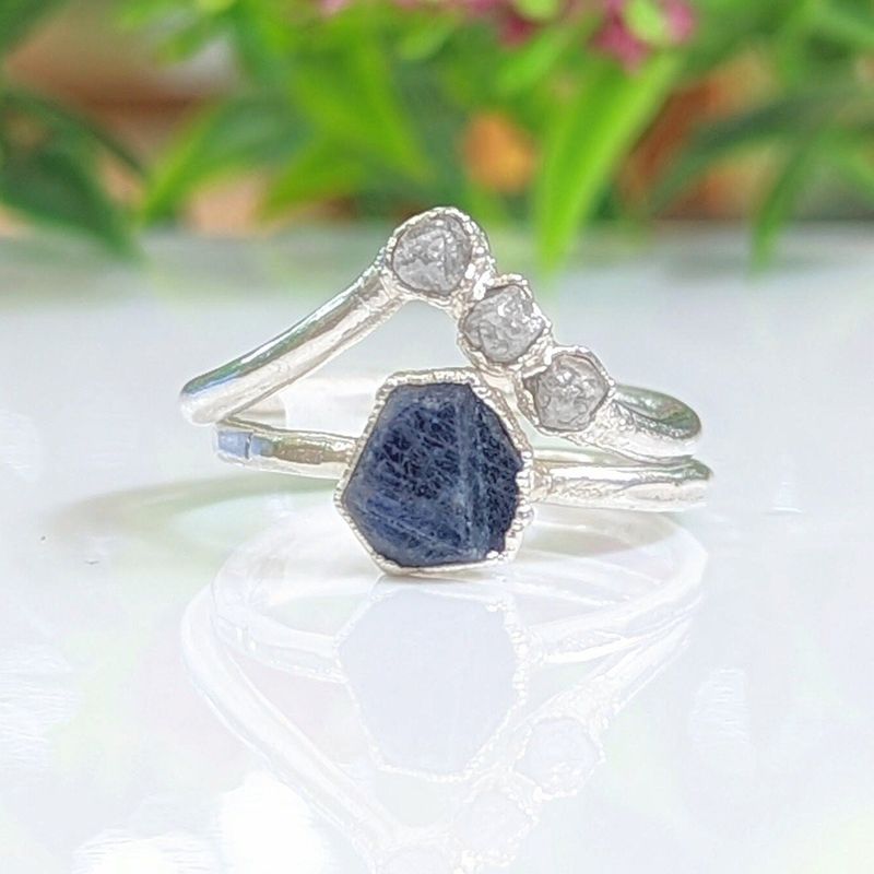 Raw Blue Sapphire ring