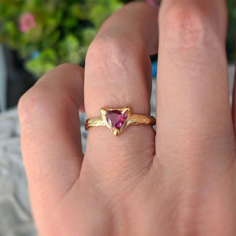 Rubellite Tourmaline engagement ring in Solid 14k  Gold