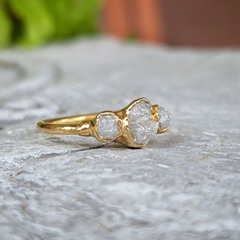 Raw multi Diamond Engagement Ring