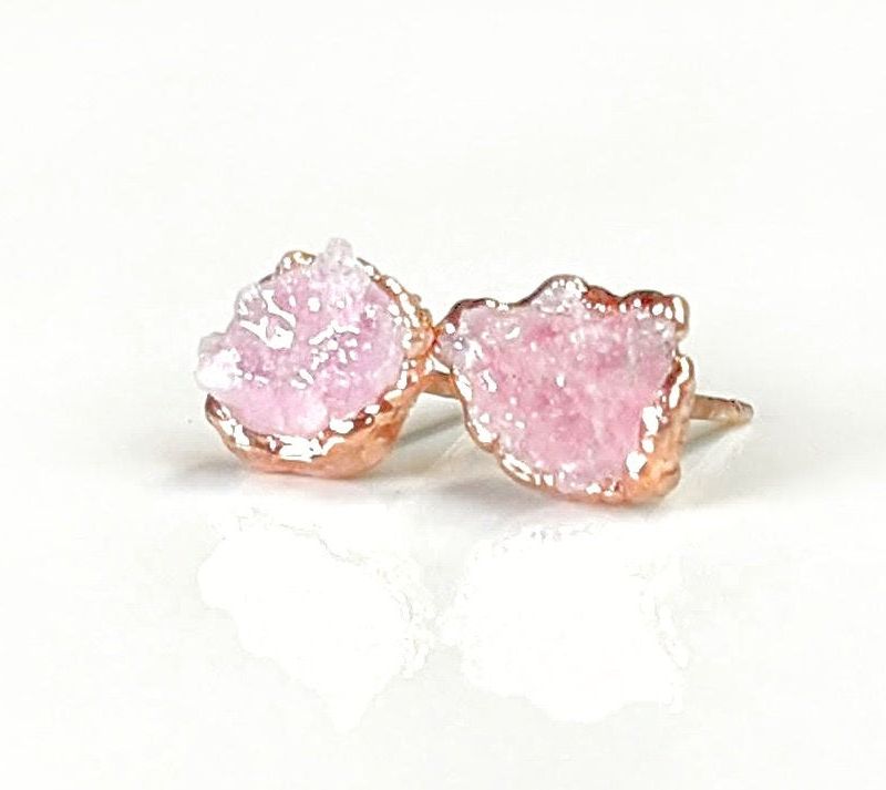 Boucles d'oreilles en Quartz rose brut