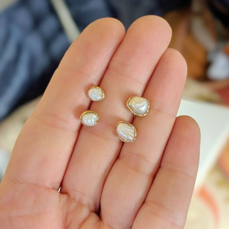 Boucles d'oreilles avec perles Keshi