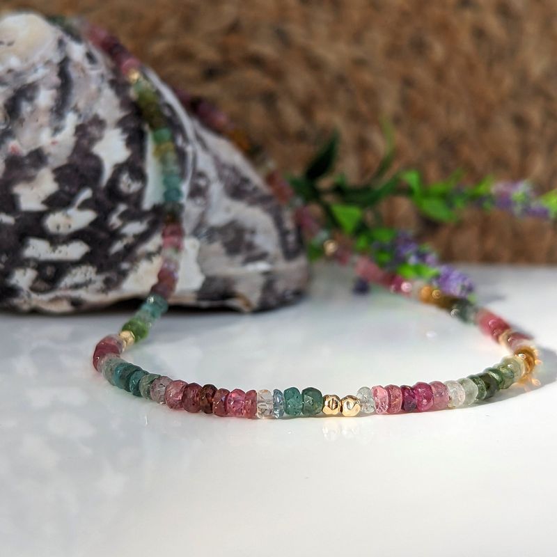 Multi Tourmaline bead necklace