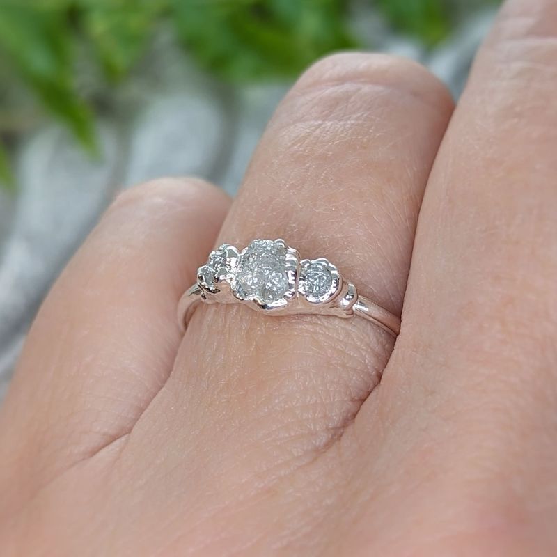 Raw multi Diamond Engagement Ring