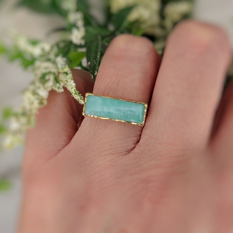 Bague barre Amazonite Or
