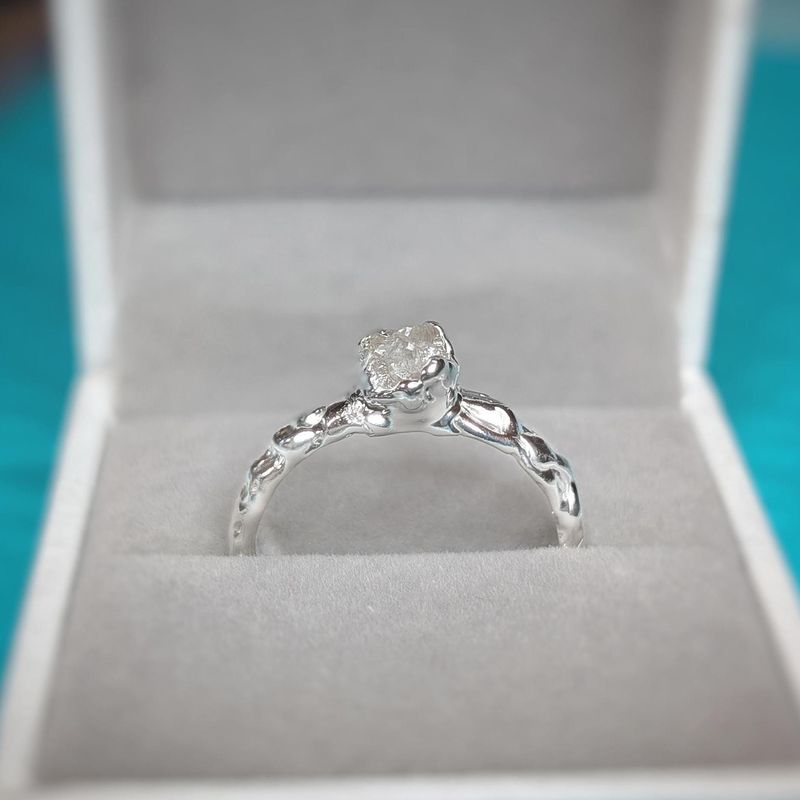 Rough diamond engagement ring