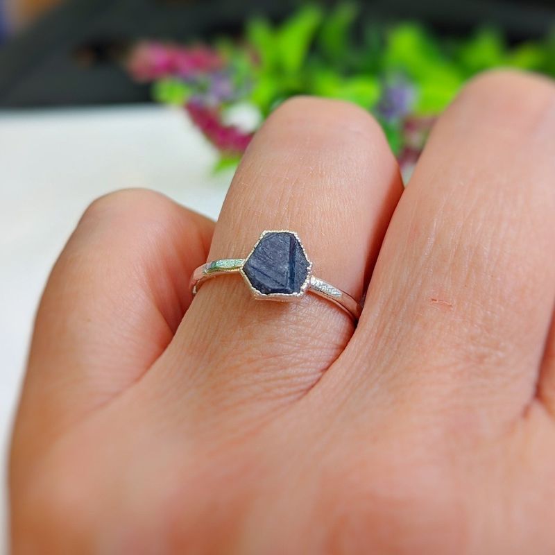 Raw Blue Sapphire ring