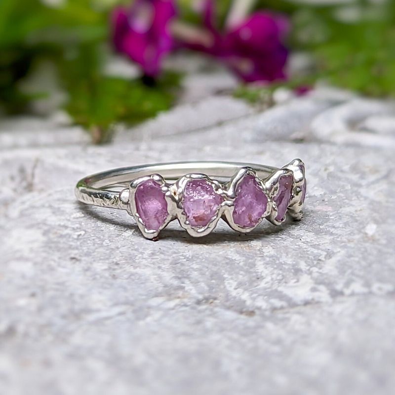 Raw pink Sapphire Eternity ring