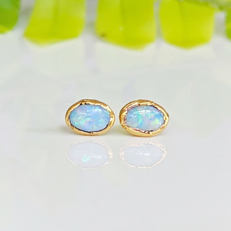 Light Blue Australian Opal stud earrings