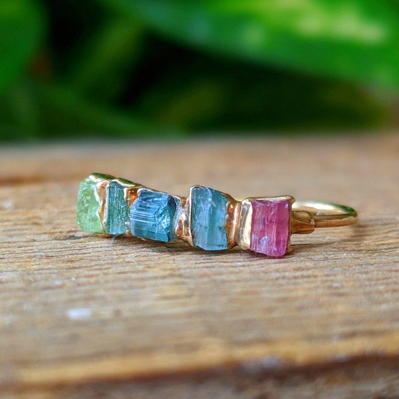 Bague brute multi-Tourmaline