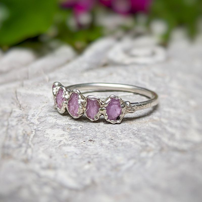 Raw pink Sapphire Eternity ring
