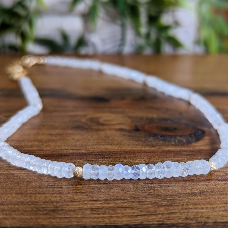 Rainbow Moonstone faceted beaded necklace