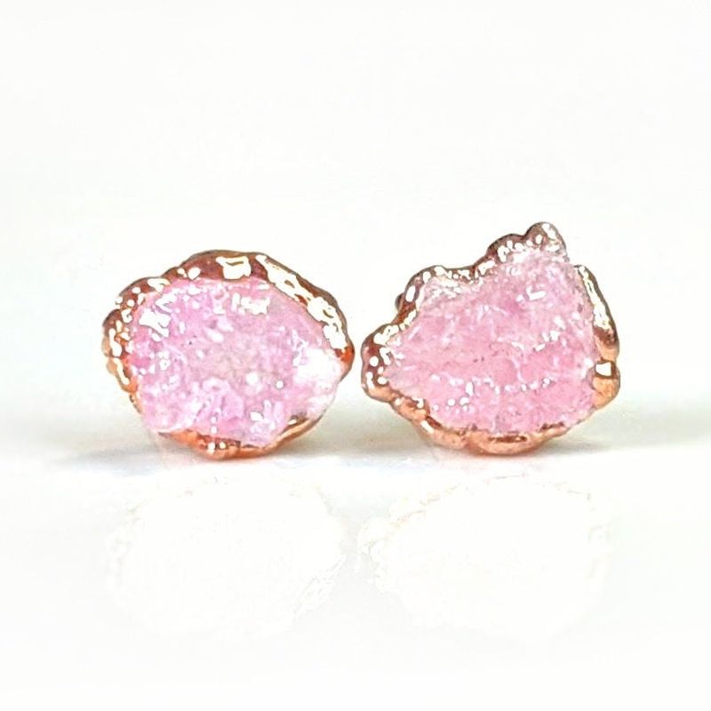 Boucles d'oreilles en Quartz rose brut