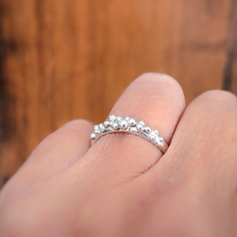 Dew Drop beaded textured Silver ring