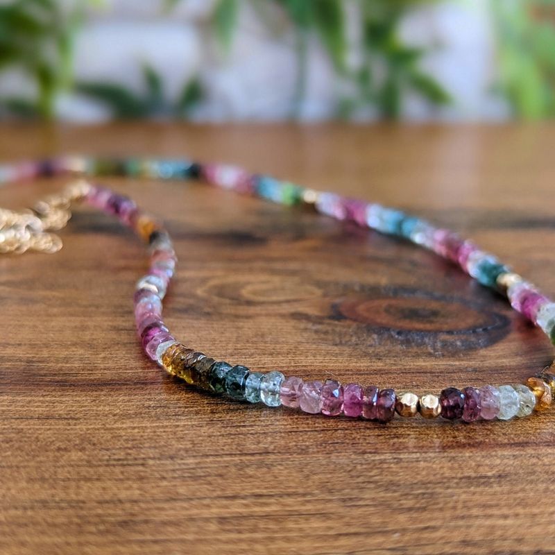 Multi Tourmaline bead necklace