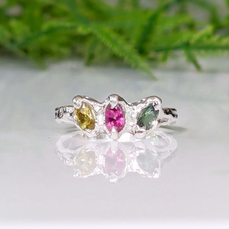 Natural Multi Tourmaline Silver ring