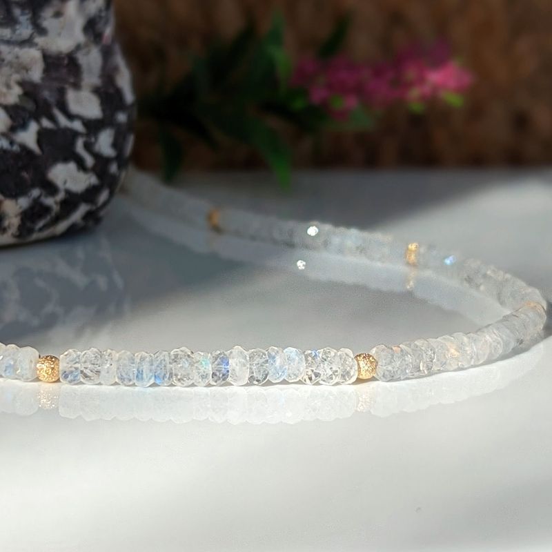 Rainbow Moonstone faceted beaded necklace