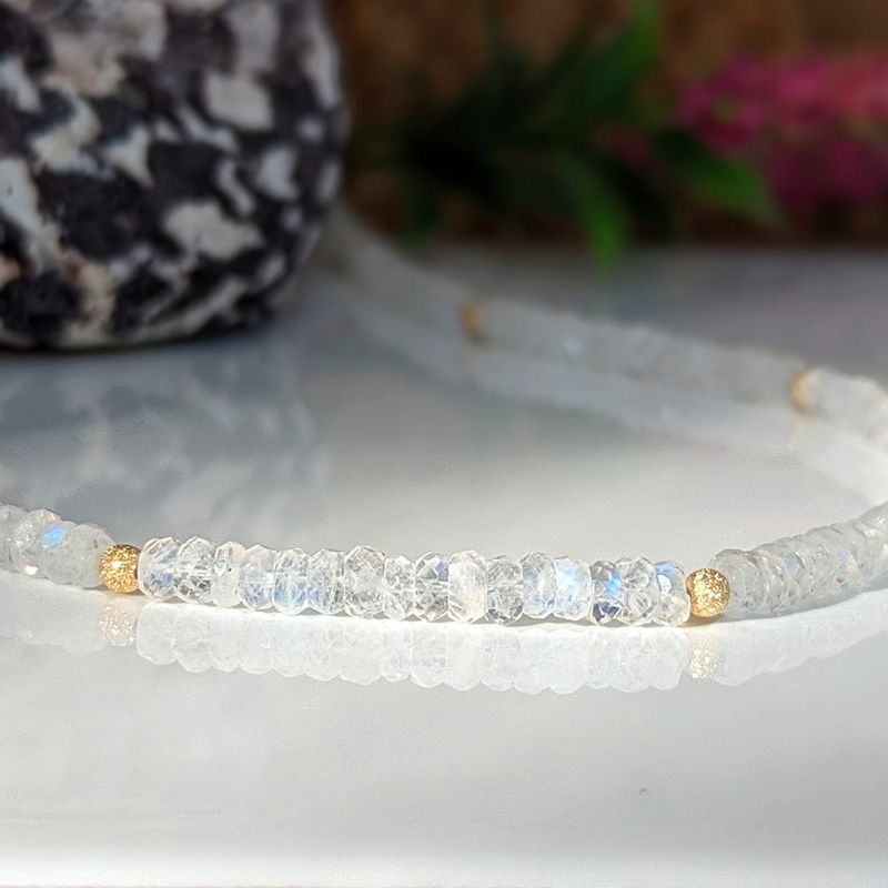 Rainbow Moonstone faceted beaded necklace