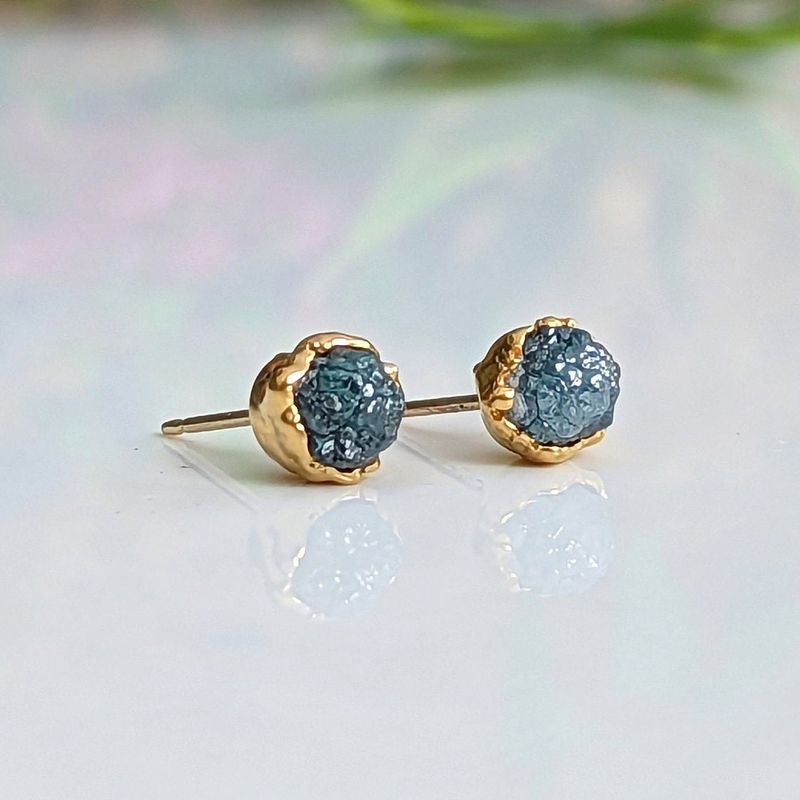 Raw Blue diamond stud earrings