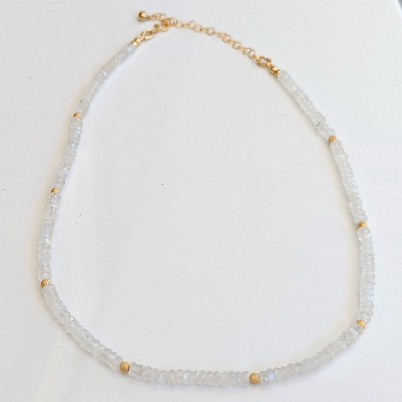 Rainbow Moonstone faceted beaded necklace