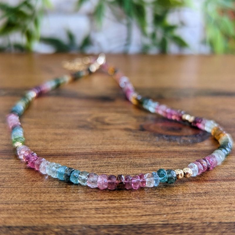 Multi Tourmaline bead necklace