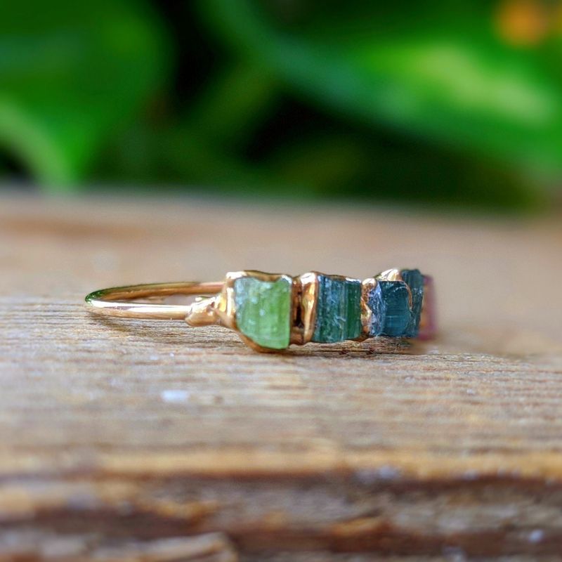 Bague brute multi-Tourmaline