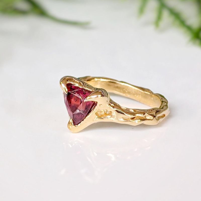 Rubellite Tourmaline textured ring