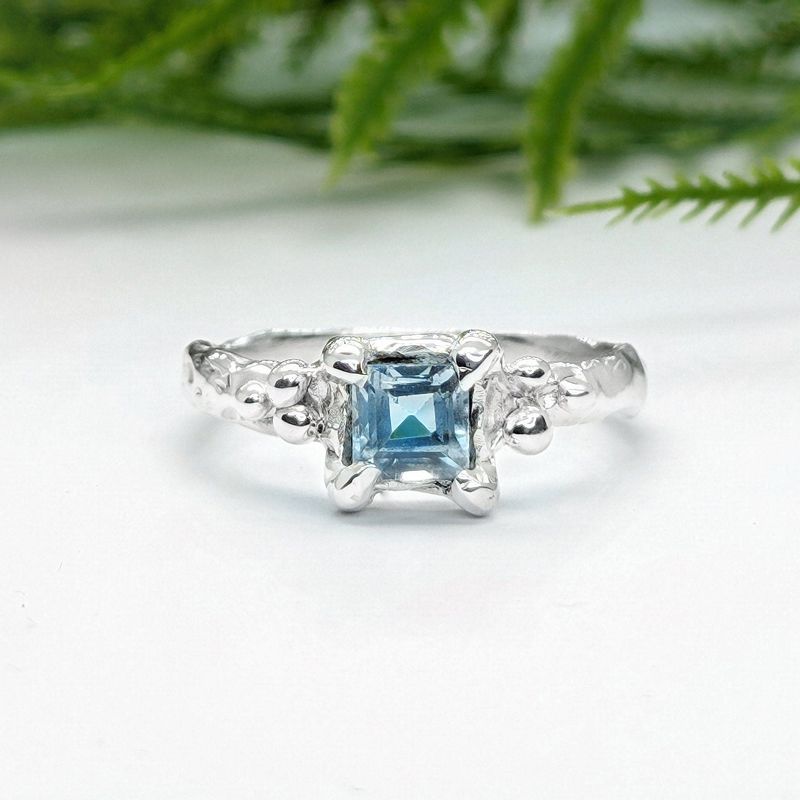 Blue Topaz engagement ring in Solid Sterling Silver