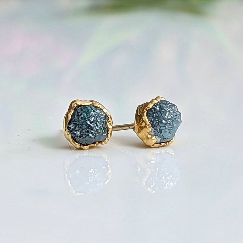 Raw Blue diamond stud earrings