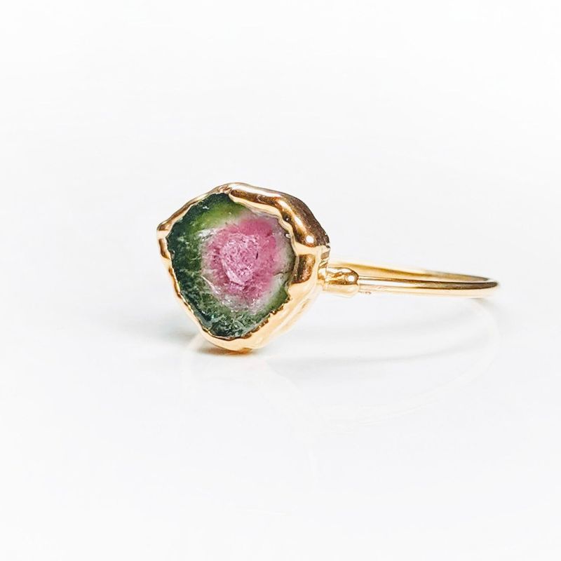 Raw Watermelon Tourmaline ring