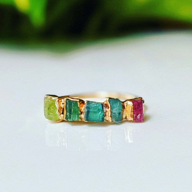 Bague brute multi-Tourmaline