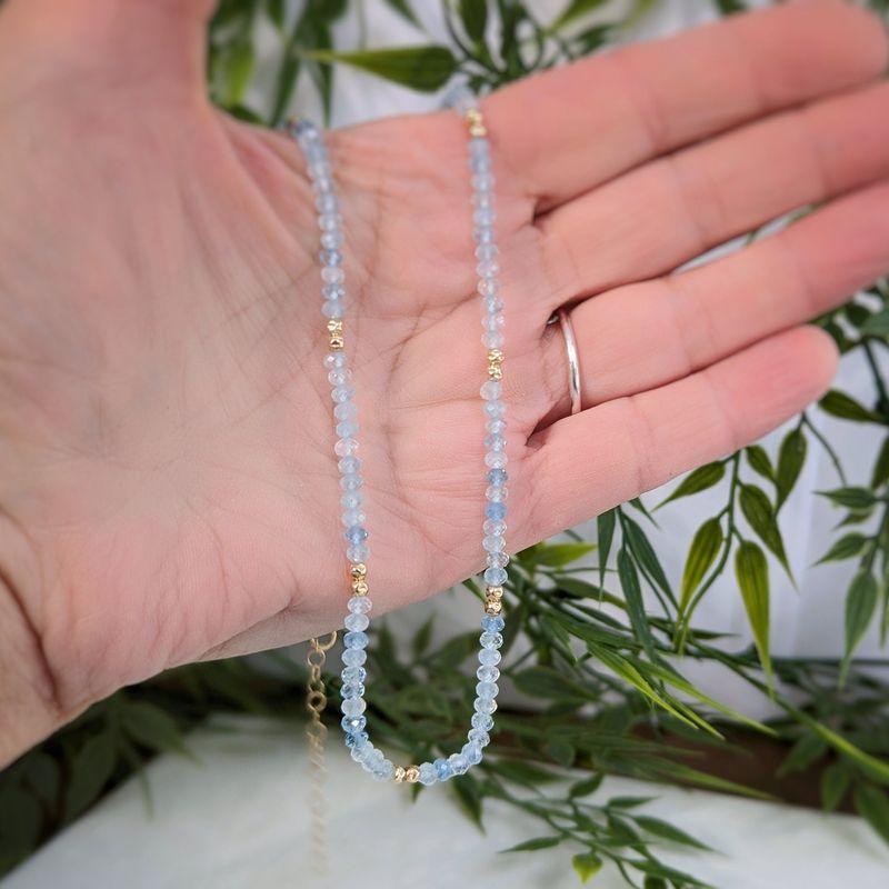 Aquamarine bead necklace