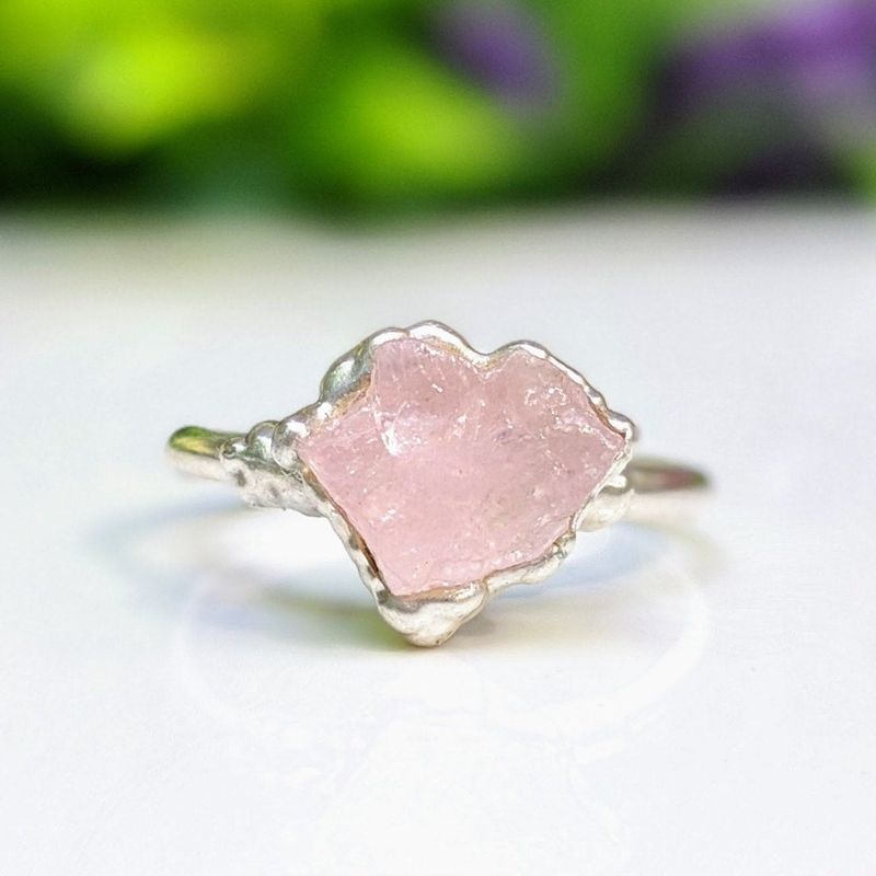 Bague Morganite brute en Argent Sterling